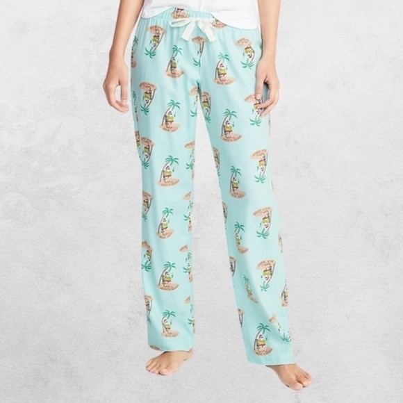 Old Navy Santa Merry & Bright PJ Pants Pull-On Tropical Elastic Teal Women's L - Picture 1 of 5